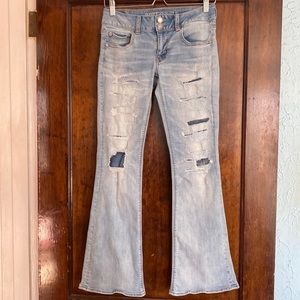 American Eagle Artist Flare Super Stretch Low Rise Light Blue Jeans
